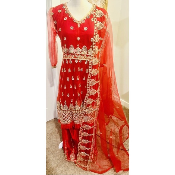 Fancy Party Pakistani Indian Dress Salwar Kameez L / XL / 44 Frock Peplum - Picture 2 of 8